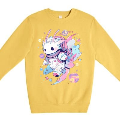 Cute Space Galaxy Axolotl Pastel Goth Aesthetic Nu Goth Premium Crewneck Sweatshirt