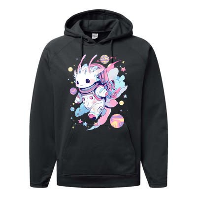 Cute Space Galaxy Axolotl Pastel Goth Aesthetic Nu Goth Performance Fleece Hoodie