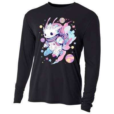 Cute Space Galaxy Axolotl Pastel Goth Aesthetic Nu Goth Cooling Performance Long Sleeve Crew