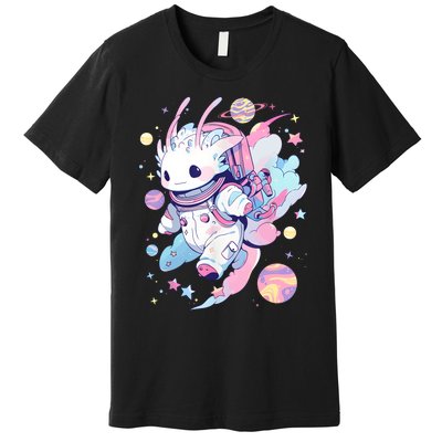 Cute Space Galaxy Axolotl Pastel Goth Aesthetic Nu Goth Premium T-Shirt