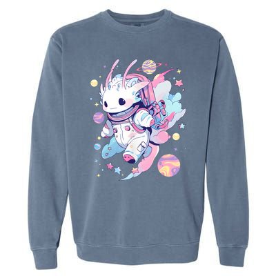 Cute Space Galaxy Axolotl Pastel Goth Aesthetic Nu Goth Garment-Dyed Sweatshirt