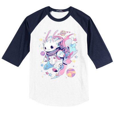 Cute Space Galaxy Axolotl Pastel Goth Aesthetic Nu Goth Baseball Sleeve Shirt