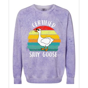 Certified Silly Goose Retro Goose Lover Farm Life Colorblast Crewneck Sweatshirt