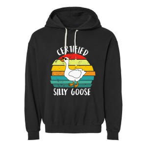 Certified Silly Goose Retro Goose Lover Farm Life Garment-Dyed Fleece Hoodie