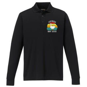 Certified Silly Goose Retro Goose Lover Farm Life Performance Long Sleeve Polo