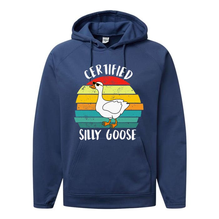 Certified Silly Goose Retro Goose Lover Farm Life Performance Fleece Hoodie