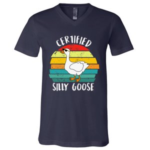 Certified Silly Goose Retro Goose Lover Farm Life V-Neck T-Shirt