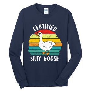 Certified Silly Goose Retro Goose Lover Farm Life Tall Long Sleeve T-Shirt