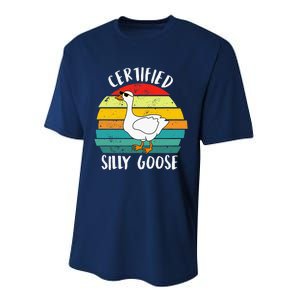 Certified Silly Goose Retro Goose Lover Farm Life Performance Sprint T-Shirt