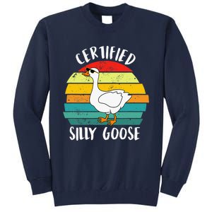 Certified Silly Goose Retro Goose Lover Farm Life Tall Sweatshirt