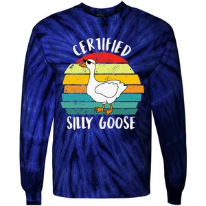 Certified Silly Goose Retro Goose Lover Farm Life Tie-Dye Long Sleeve Shirt