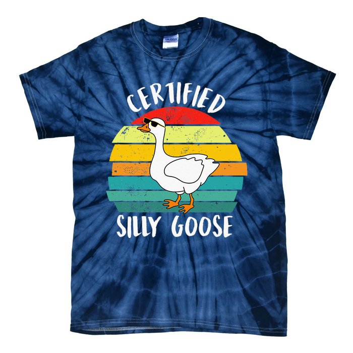 Certified Silly Goose Retro Goose Lover Farm Life Tie-Dye T-Shirt