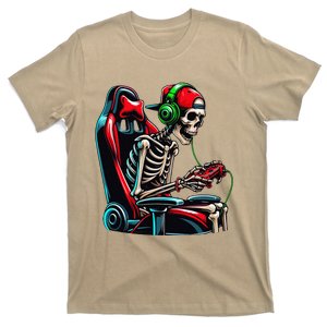 Christmas Skeleton Gamer Video Funny Gaming Skull T-Shirt