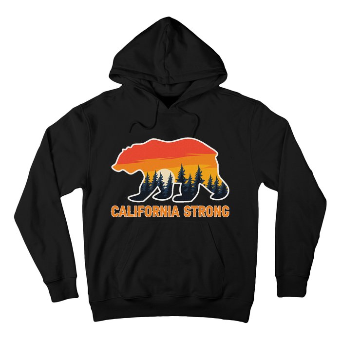 California Strong Grizzly Bear Sunset Vintage Hoodie