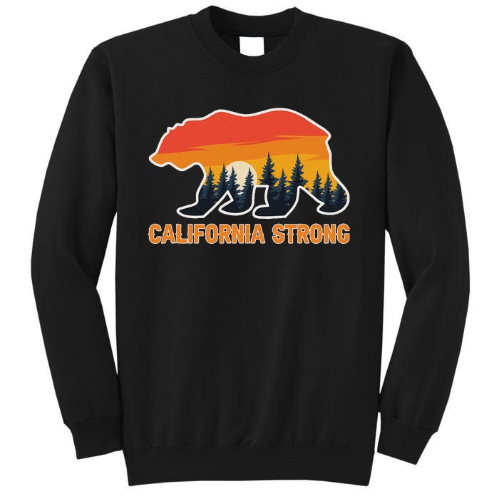 California Strong Grizzly Bear Sunset Vintage Tall Sweatshirt