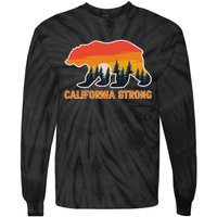 California Strong Grizzly Bear Sunset Vintage Tie-Dye Long Sleeve Shirt