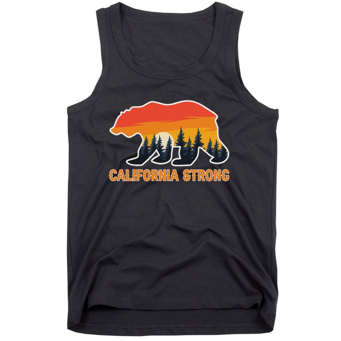 California Strong Grizzly Bear Sunset Vintage Tank Top