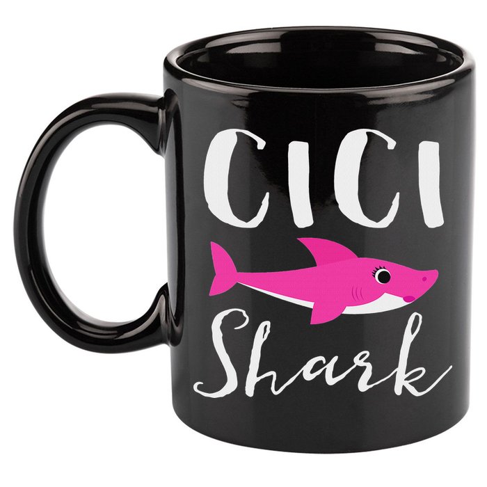 Cici Shark Grandma Grandmother Shark 11oz C Handle Ceramic Mug