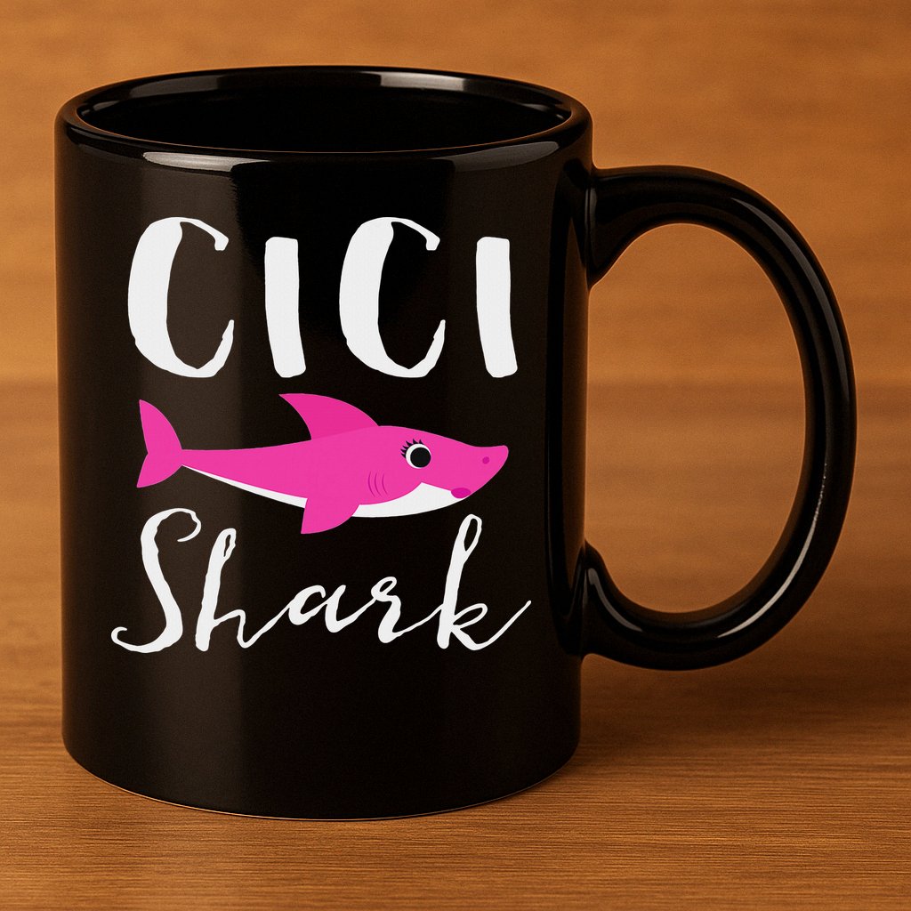 Cici Shark Grandma Grandmother Shark 11oz C Handle Ceramic Mug