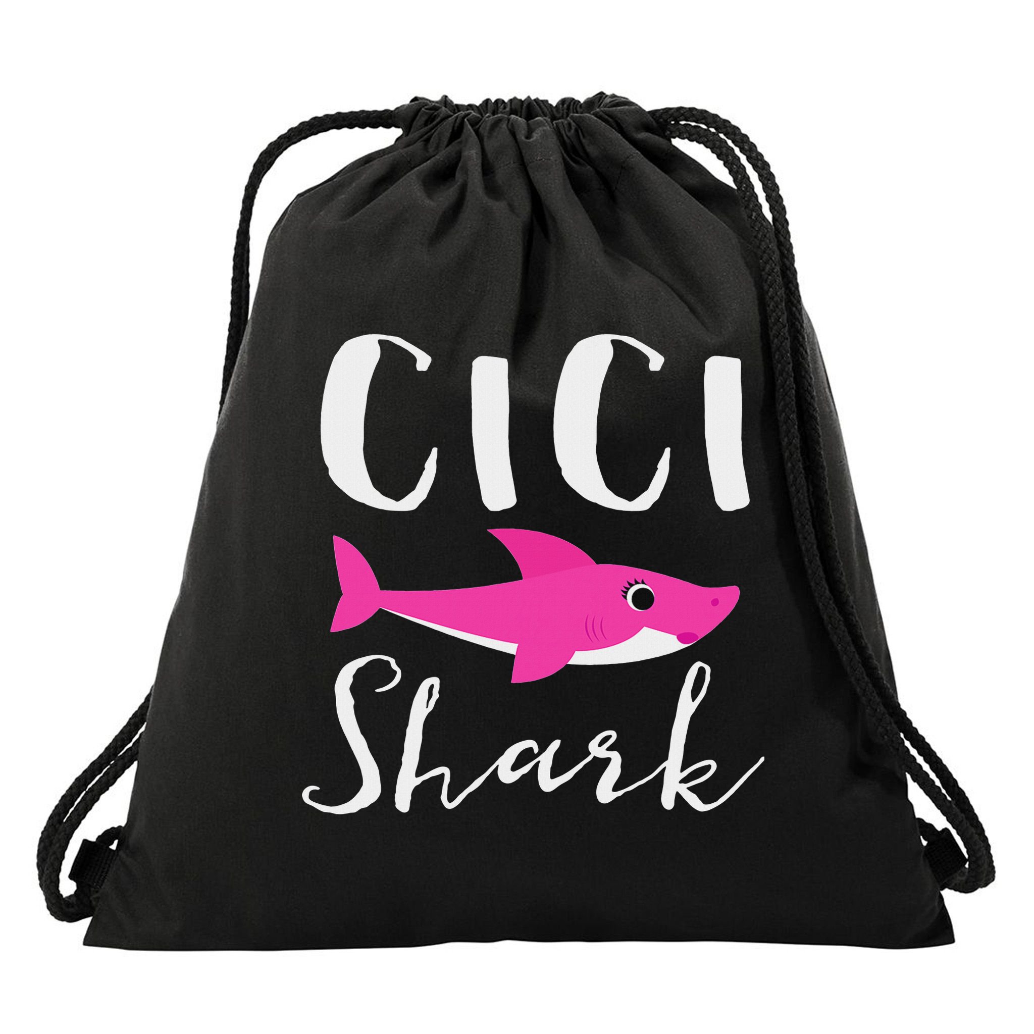 Cici Shark Grandma Grandmother Shark Drawstring Bag