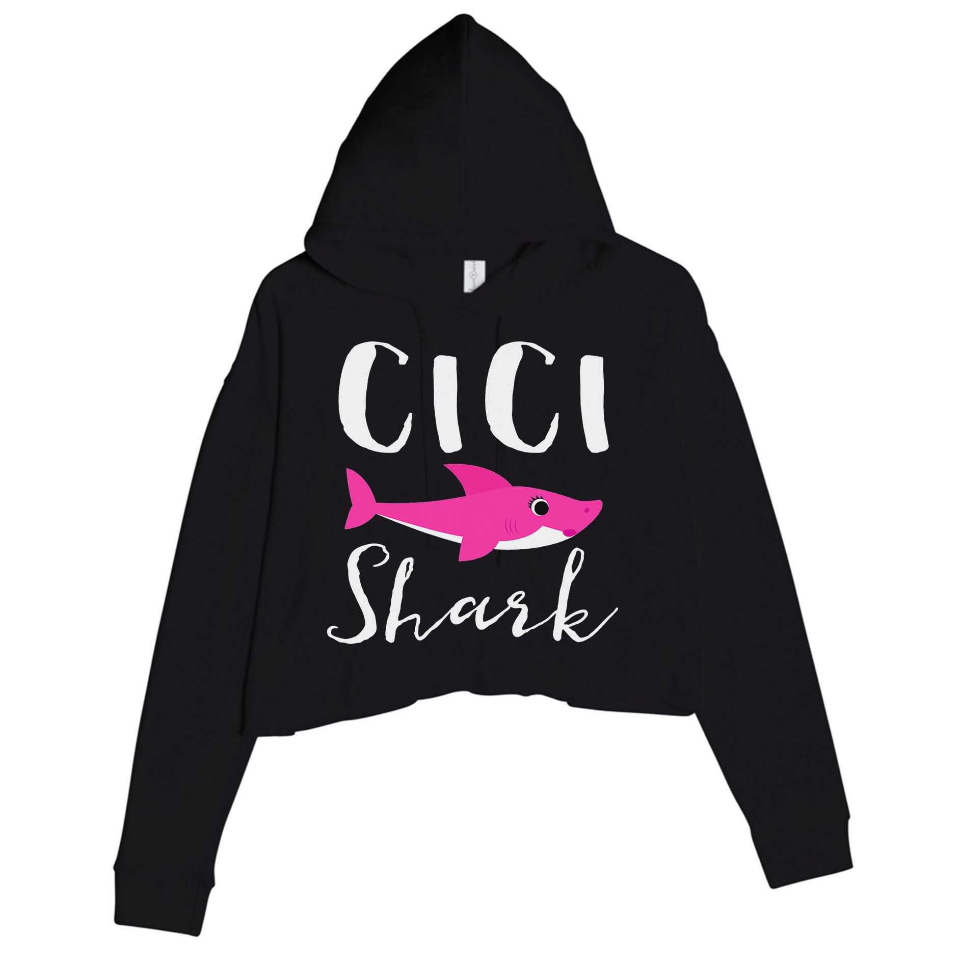 Cici Shark Grandma Grandmother Shark Crop Fleece Hoodie