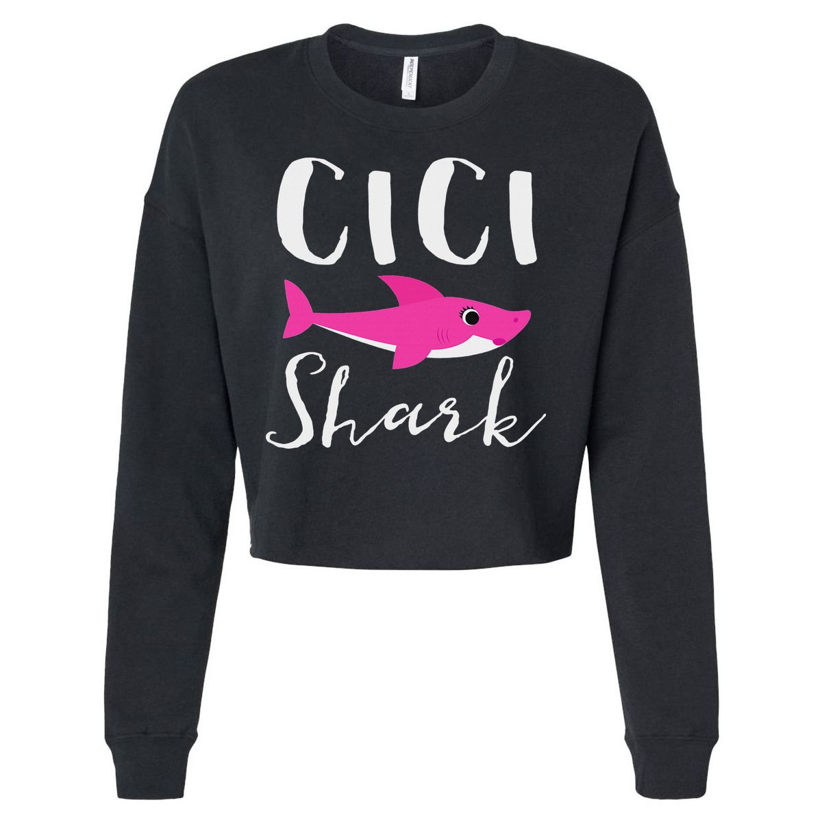 Cici Shark Grandma Grandmother Shark Cropped Pullover Crew