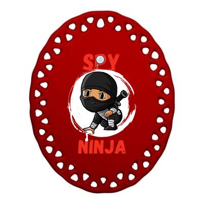 Cool Spy Gaming Ninjas Gamer Boy Girl Spy Ninja Gift Ceramic Oval Ornament