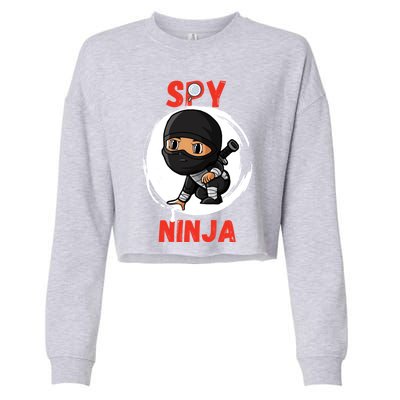 Cool Spy Gaming Ninjas Gamer Boy Girl Spy Ninja Gift Cropped Pullover Crew