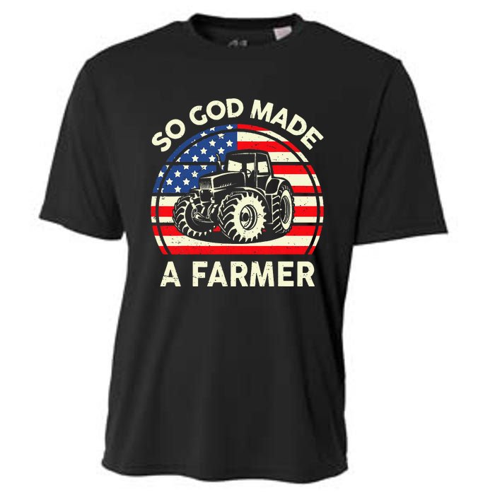 Christian So God Made Farmer Tractor American Flag Cooling Performance Crew T-Shirt