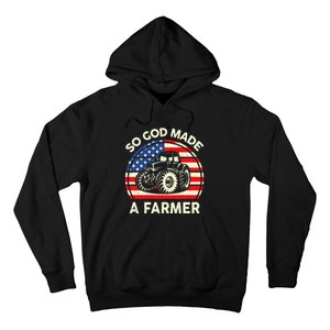 Christian So God Made Farmer Tractor American Flag Hoodie