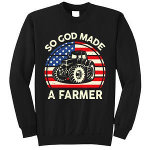 Christian So God Made Farmer Tractor American Flag Sweatshirt