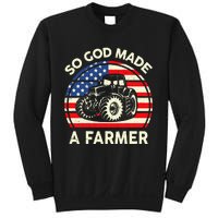 Christian So God Made Farmer Tractor American Flag Sweatshirt