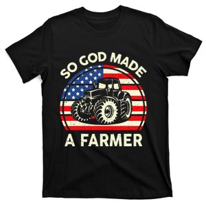 Christian So God Made Farmer Tractor American Flag T-Shirt