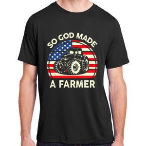 Christian So God Made Farmer Tractor American Flag Adult ChromaSoft Performance T-Shirt