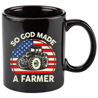 Christian So God Made Farmer Tractor American Flag 11oz C Handle Ceramic Mug