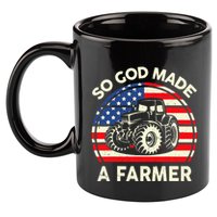 Christian So God Made Farmer Tractor American Flag 11oz C Handle Ceramic Mug