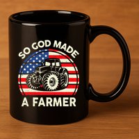 Christian So God Made Farmer Tractor American Flag 11oz C Handle Ceramic Mug