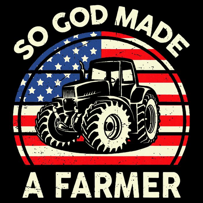 Christian So God Made Farmer Tractor American Flag Drawstring Bag
