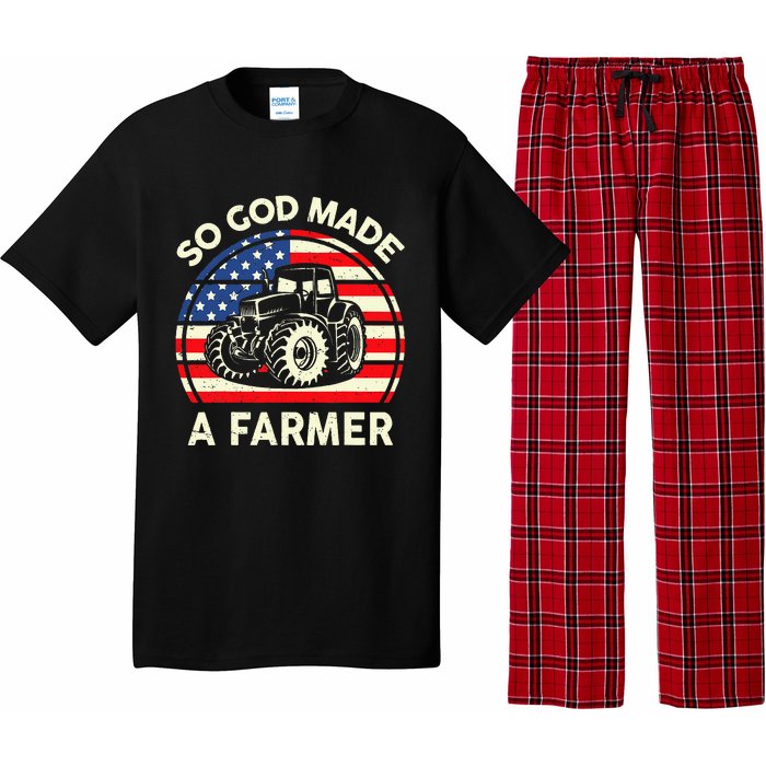 Christian So God Made Farmer Tractor American Flag Pajama Set