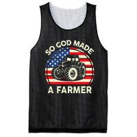 Christian So God Made Farmer Tractor American Flag Mesh Reversible Basketball Jersey Tank