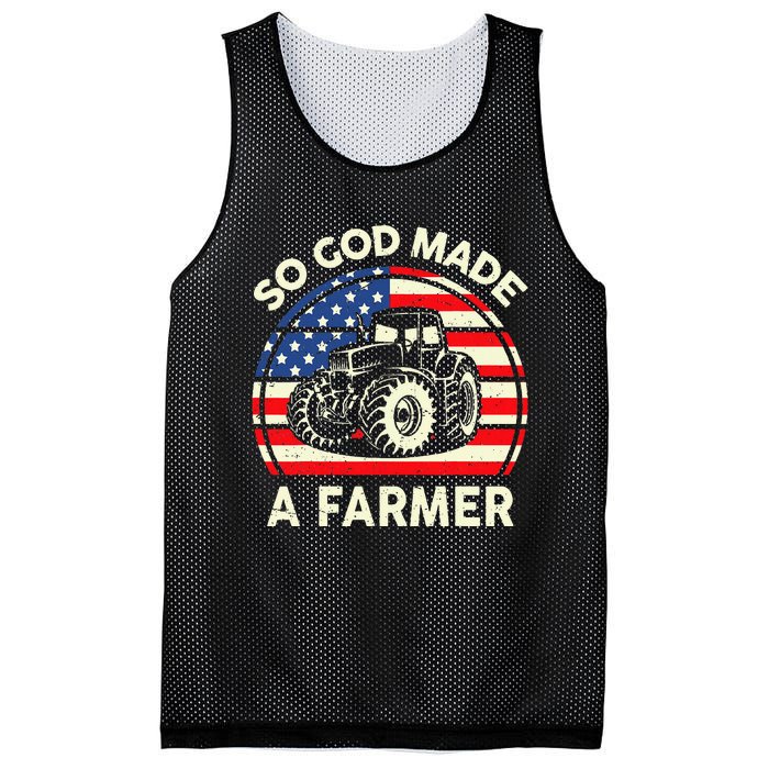 Christian So God Made Farmer Tractor American Flag Mesh Reversible Basketball Jersey Tank