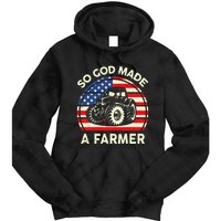 Christian So God Made Farmer Tractor American Flag Tie Dye Hoodie