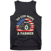 Christian So God Made Farmer Tractor American Flag Tank Top