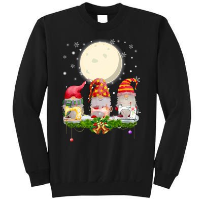 Cute Sewing Gnomes Santa Quilting Xmas Christmas Gift Long Sleeve Sweatshirt