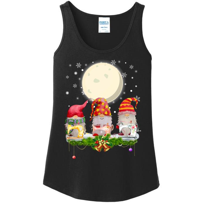 Cute Sewing Gnomes Santa Quilting Xmas Christmas Gift Long Sleeve Ladies Essential Tank