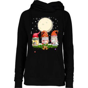 Cute Sewing Gnomes Santa Quilting Xmas Christmas Gift Long Sleeve Womens Funnel Neck Pullover Hood