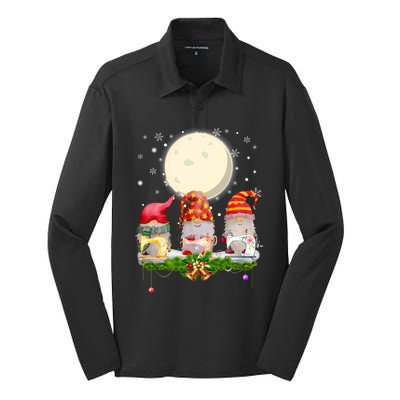 Cute Sewing Gnomes Santa Quilting Xmas Christmas Gift Long Sleeve Silk Touch Performance Long Sleeve Polo