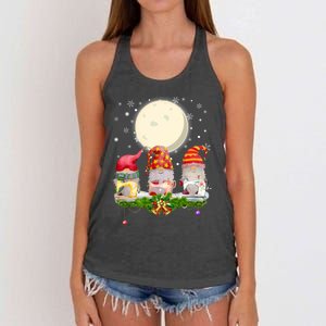 Cute Sewing Gnomes Santa Quilting Xmas Christmas Gift Long Sleeve Women's Knotted Racerback Tank