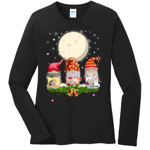 Cute Sewing Gnomes Santa Quilting Xmas Christmas Gift Long Sleeve Ladies Long Sleeve Shirt