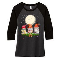 Cute Sewing Gnomes Santa Quilting Xmas Christmas Gift Long Sleeve Women's Tri-Blend 3/4-Sleeve Raglan Shirt